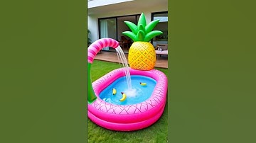 Giant Inflatable Fruit Pool 🍉 | Fun Summer Swimming in a Big Pool 🌴💦