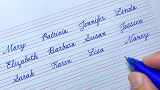 How to write Popular female names in cursive writing | Mary, Patricia, Jennifer, Linda, Elizabeth