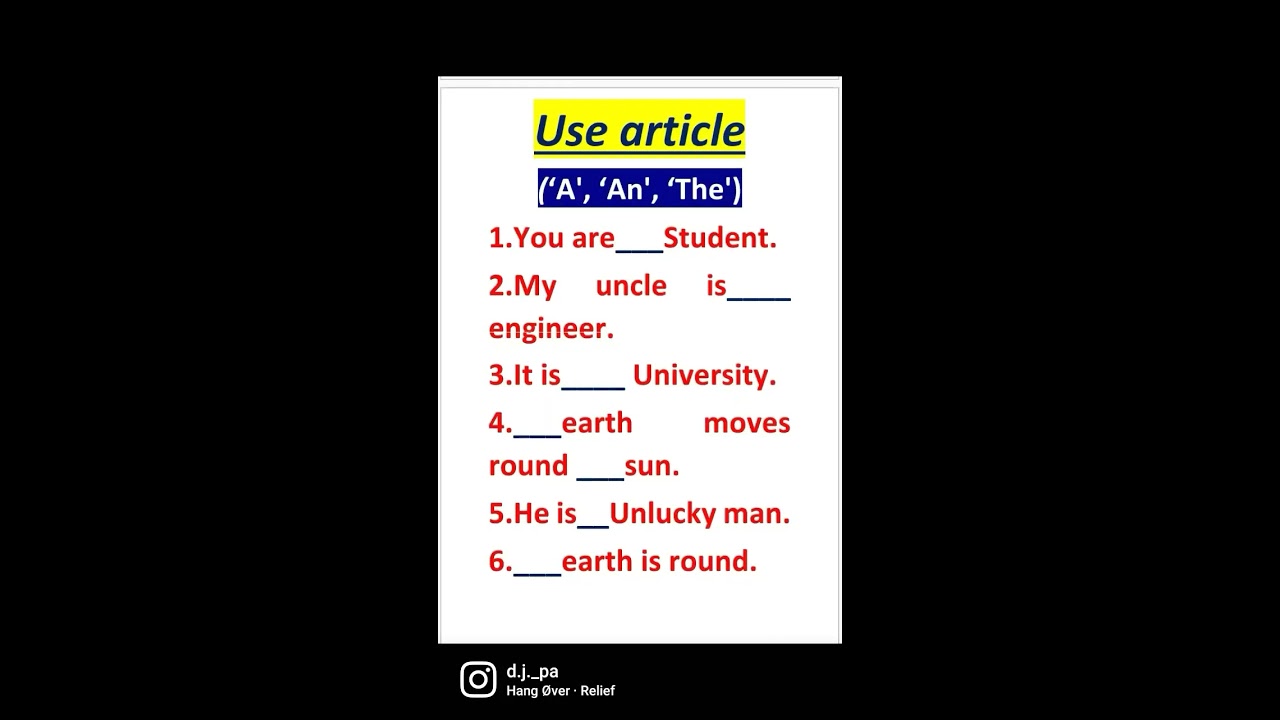 USE ARTICLE ENGLISH GRAMMAR EXAM PREPARATION