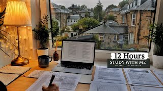 12 HOUR STUDY WITH ME⎢ Background noise, 10 min Break, No music, Study with Merve