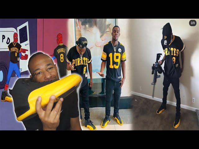 black and yellow 12s outfit