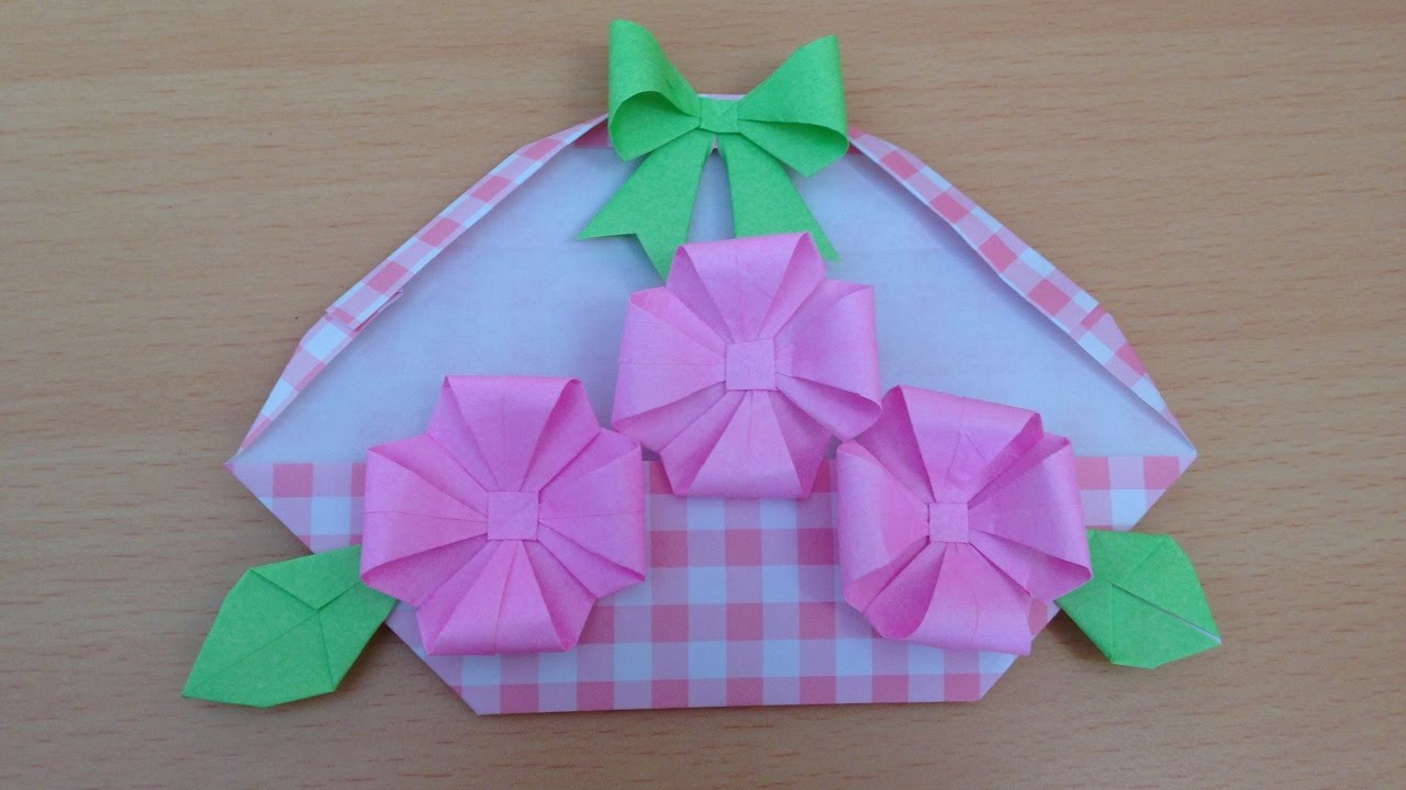 折り紙 バラの花のバスケット 簡単な折り方 Niceno1 Origami Roses Flower Basket Youtube 折り紙 バラ 折り紙 花 折り紙