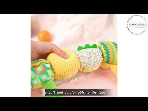 Сенсорна іграшка дитині М'яка шарудіння Хамелеон з прорізувачем 3в1 Брязкальце ростомір і дзвіночок пищалка, відео 1