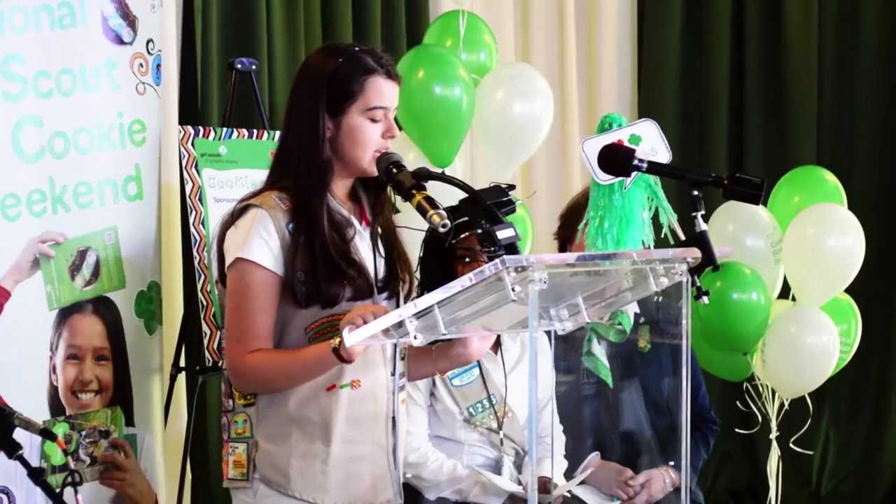 Girl Speeches at Girl Scout Cookie Press Conference - YouTube