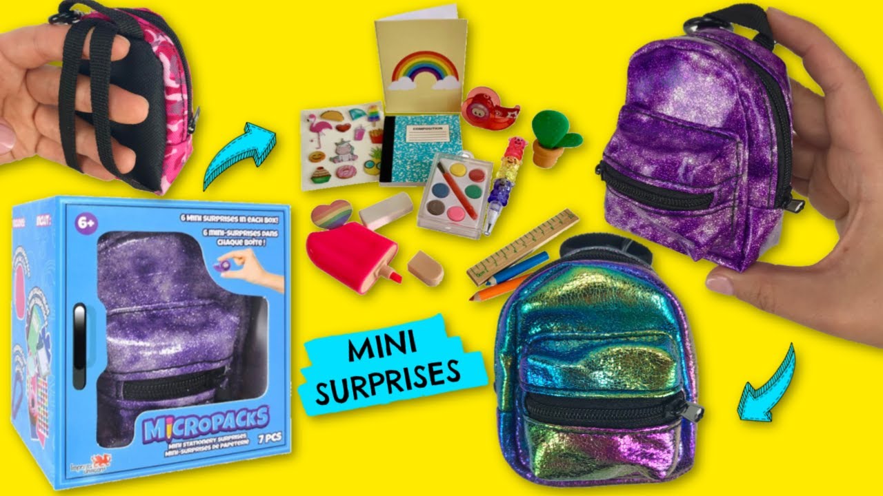  Mini Doll Backpack Mini Dolls School Bags Micro Backpack Mini  Backpack DollToys with Mini Supplies Micropacks Mini Doll Accessories Toy  Surprise with 10 Stationary Surprises Inside for Doll Play Sets 