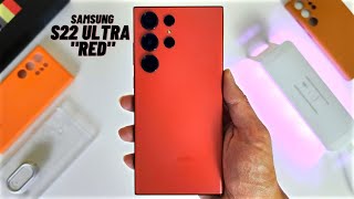 Samsung S23 Ultra RED Unboxing | Silicon Leather Gadget  Case | Tempered Glass Glue Screen Protector