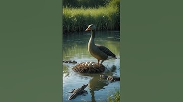 Brave Goose Fights Off Crocodiles to Protect Its Eggs!