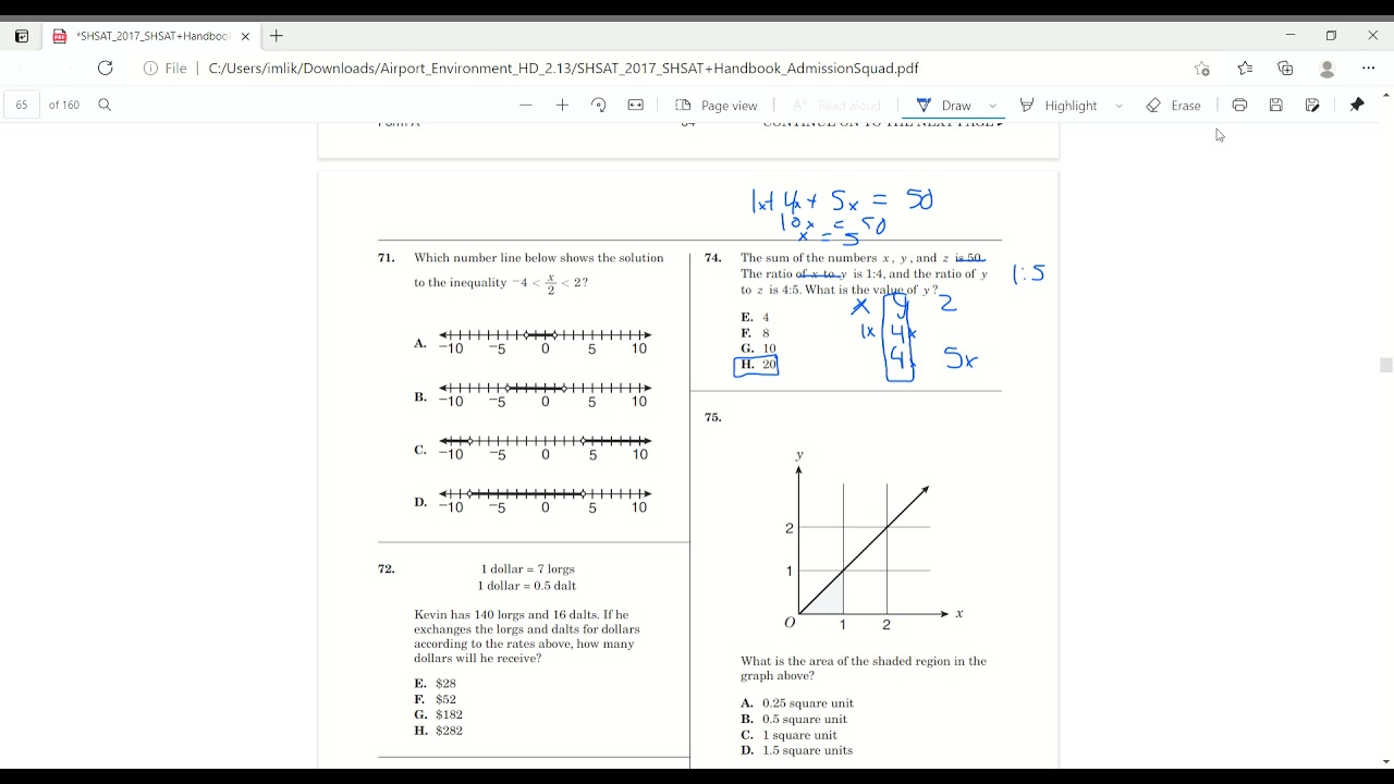 shsat-rate-ratio-proportion-question-review-2017-shsat-student-handbook-youtube