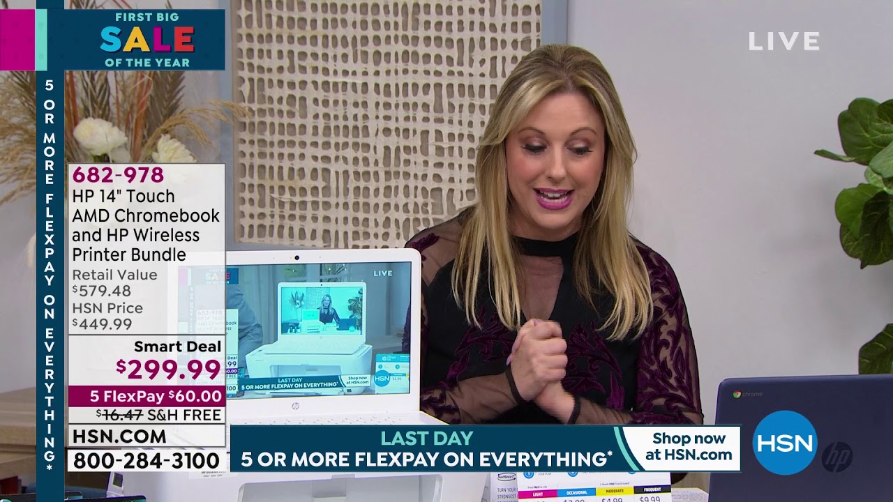 HP 14" Touch AMD Chromebook and HP Wireless Printer Bund...