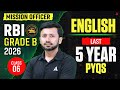 RBI Grade B 2026 | English Last 5 Year PYQs Class #6 | By Parth Krishan Upadhyay