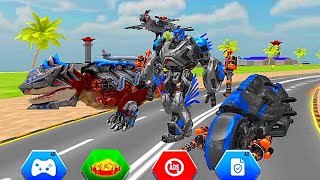 Multi Robot Transform Game 2021: Dinosaur Robot Bike Transform Battle: Blue Robot - Android Gameplay screenshot 1