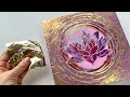 #187 DIVINE GOLD FLUIDART LOTUS PAINTING - acrylic pour art