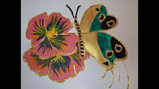 DIY embossing paste / butterfly and flower texture painting