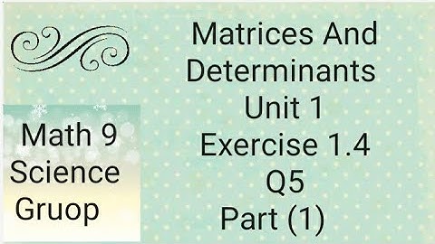 Maths 9 Unit 1 Ex 1.4  Q5 Part (1) Matrices And Determinants   (Punjab board)