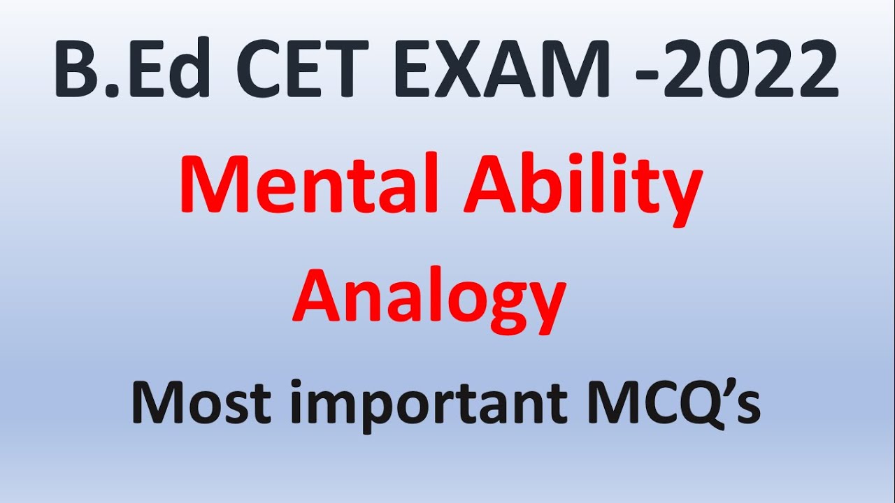 B.Ed CET exam -2022 |Mental Ability | Analogy | lec -6