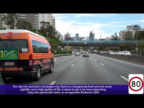 Driving Into Brisbane, Australia - The Pacific Motorway, Riverfront Expressway & M3