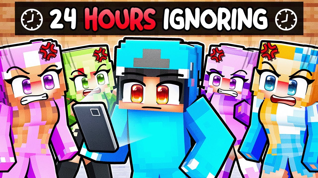 Ignoring MY CRAZY FAN GIRLS For 24 Hours In Minecraft!