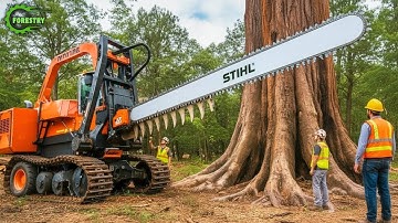 Extreem gevaarlijke en snelste grote kettingzaagmachine voor het zagen van bomen | Monster Stump ...