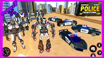 Flying Grand Police Car Transform Robot Games Android gameplay