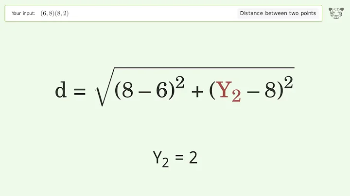 Find the distance between two points p1 (6,8) and p2 (8,2): Step-by-Step Video Solution