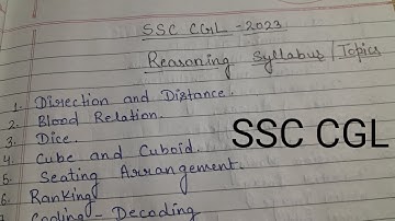 SSC CGL Reasoning Syllabus  | CGL | Latest Syllabus |