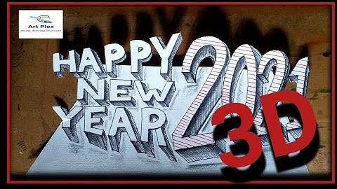 How to draw 3D Happy new year 2021//welcome 2021