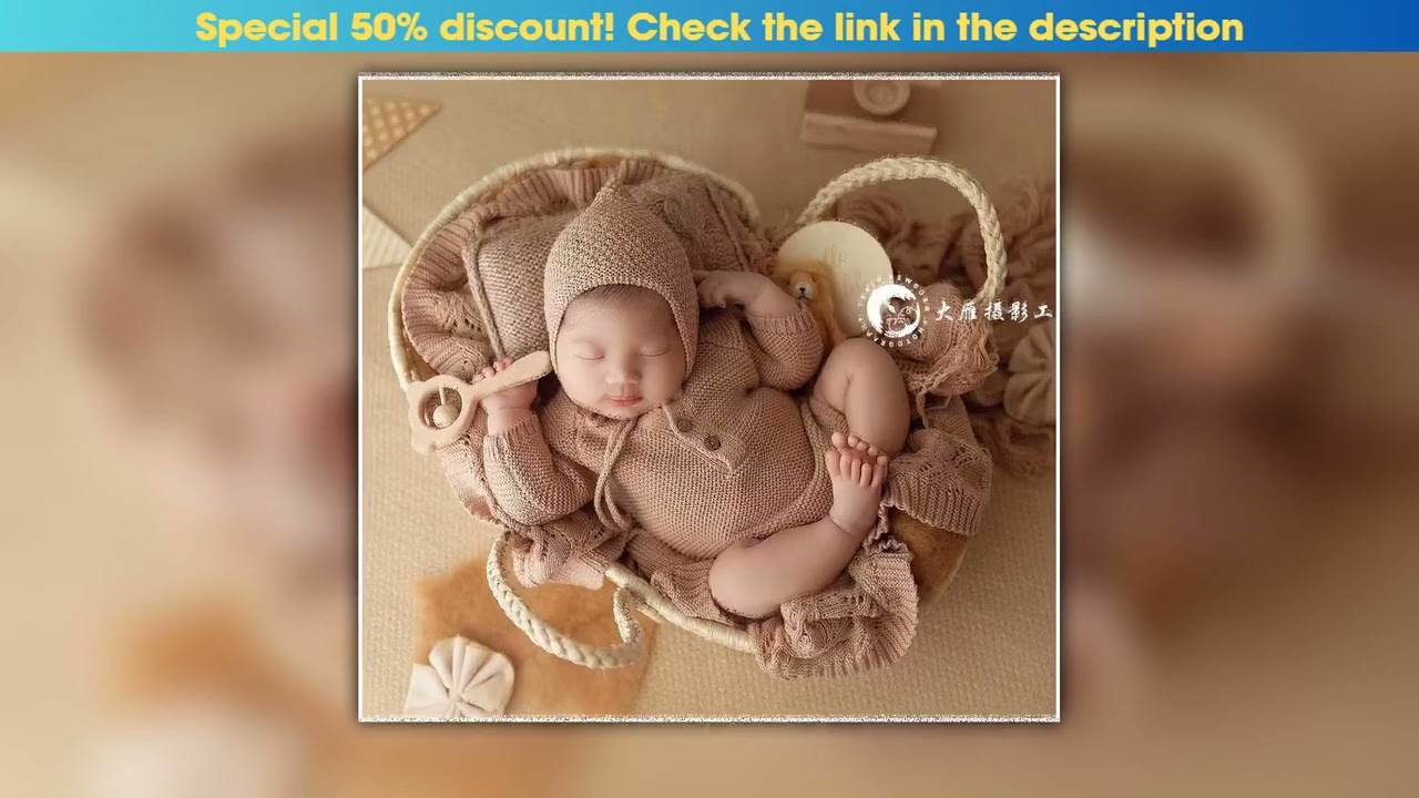 Straw Basket Newborn Photography Props Newborn Posing Nest Photo Baby Changing Basket with Handles