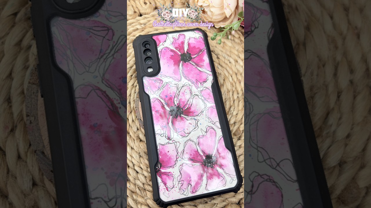 Diy Aesthetic floral phon cover design 🌷❤|| #shorts #yt #viral #phonecase #flowers #watercolor