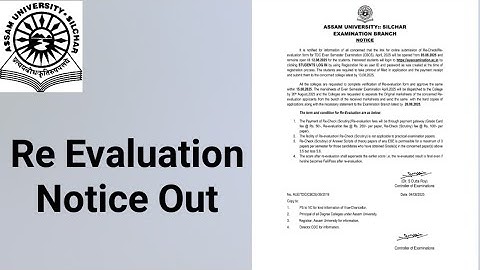 Assam University Silchar || Re-evaluation Notice Out||