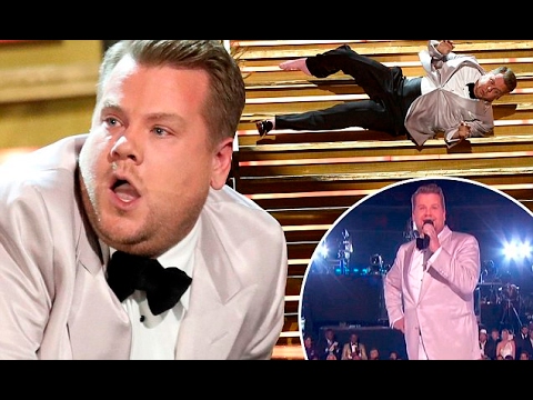 La "Caida" de James Corden en Los Grammy´s || JAMES CORDEN FALLS DOWN THE STAIRS