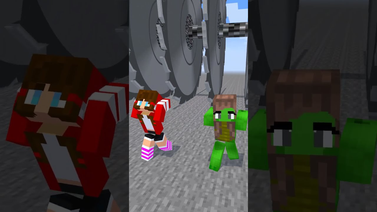 JJ And Mikey Running Away From Big Saw Maizen Minecraft Animation Shorts