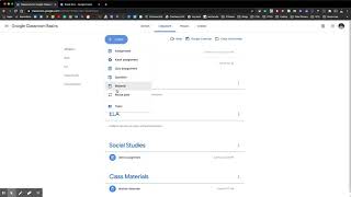 Classwork Section of Google Classroom