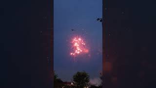 An airplane flew over the fireworks