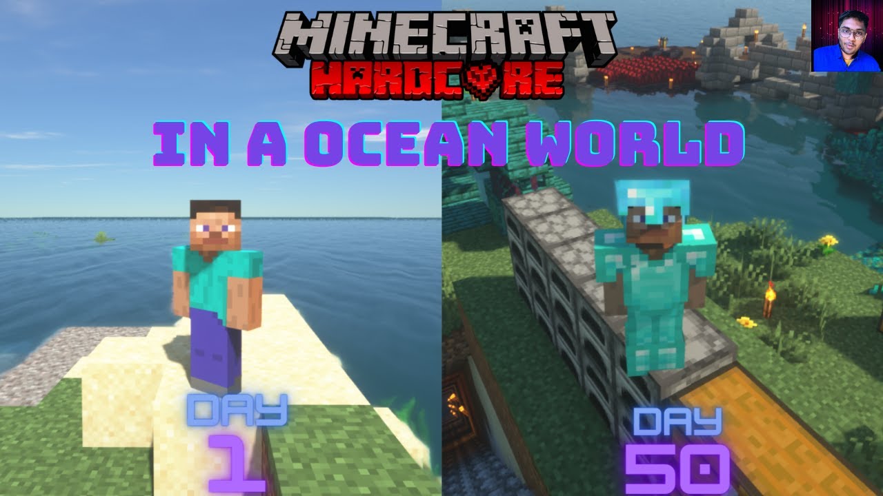 I Survived 100 days in a ocean only world | hardcore minecraft | part 1 | ( hindi )