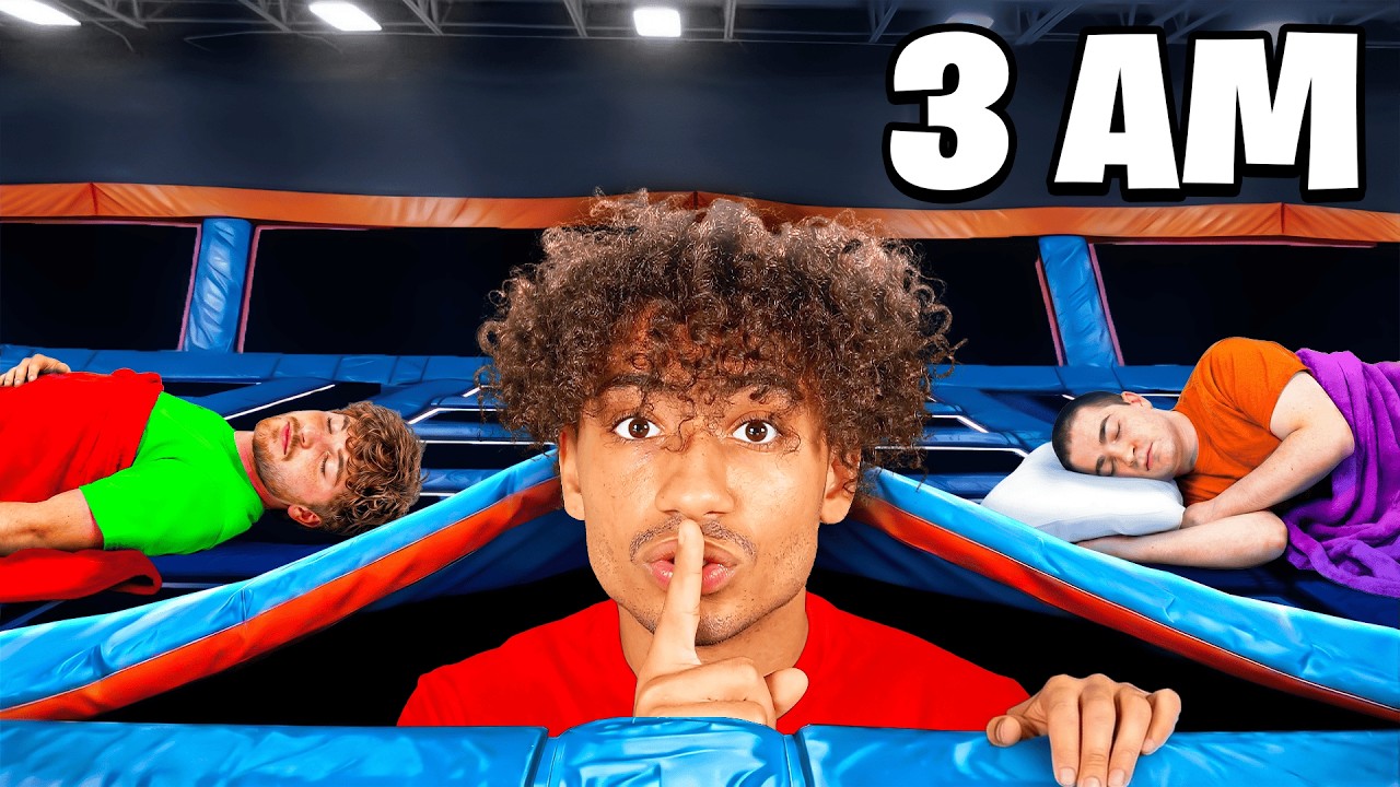 We Survived OVERNIGHT in a Trampoline Park!