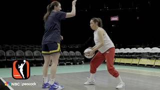 Aubrey Plaza joins Caitlin Clark, Aliyah Boston and the Indiana Fever at practice | WNBA on NBC