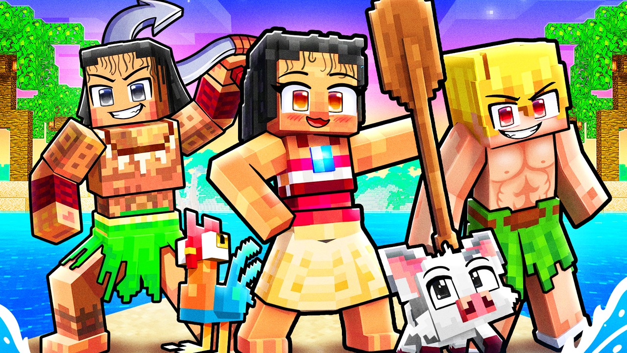 10 FRIENDS on one MOANA BLOCK in Minecraft!