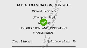 2018 Dcrust MBA 2nd Sem Reapear Production & Operational Management Question Paper