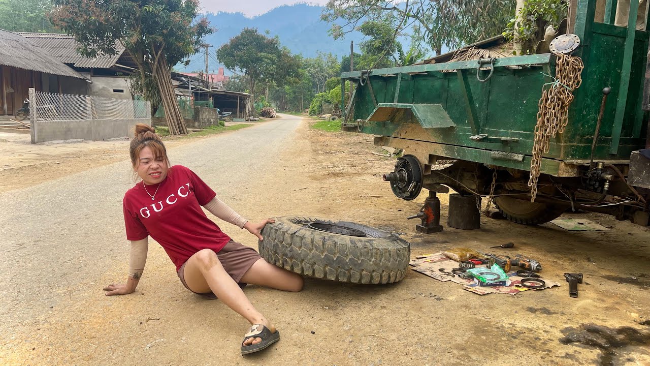 The girl repairs and maintains all four-wheelers for her neighbors.