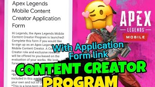 Apex Legends Mobile Content Creator Program | Content creator Application form with link how to Fill screenshot 1