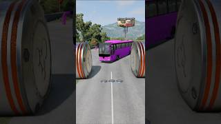 Colourful City Buses vs Hydraulic Crush - BeamNG.Drive #shorts #beamngdrive #bus screenshot 4