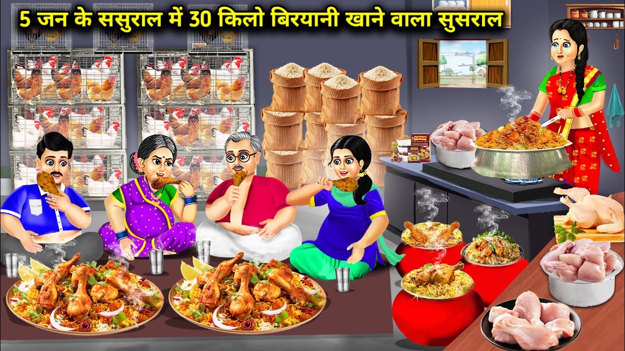 5 जन के ससुराल में 30 किलो बिरयानी खाने वाला सुसराल   || Cartoon Videos || SAS Bahoo Bashad ||