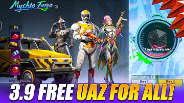 😍 BGMI 3.9 FREE UAZ FOR ALL (MYTHIC FORGE) || ELF SET SPIN FOR 12UC || DOWNLOAD PUBGM 3.9 NOW!