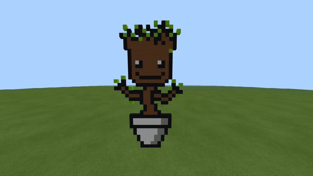 How To Build A Baby Groot Pixel Art Minecraft Youtube How To Build A Baby Groot Pixel Art Minecraft Youtube