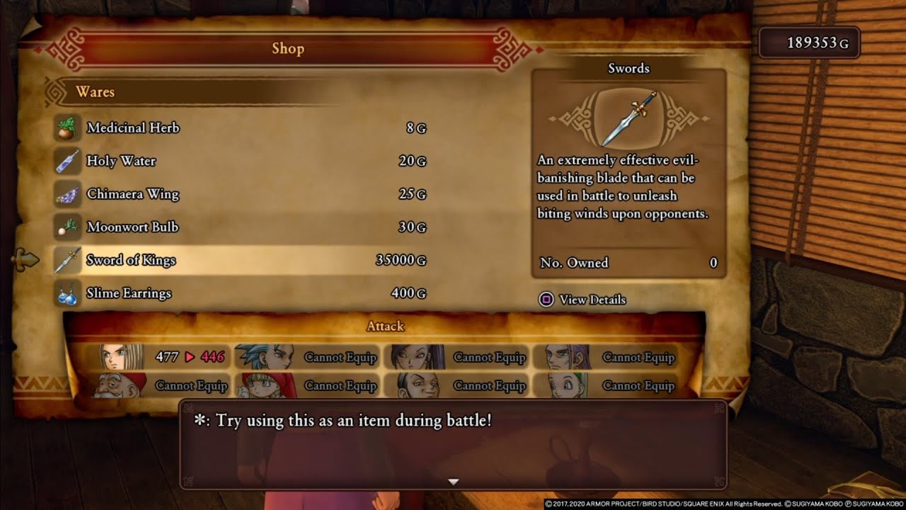 DRAGON QUEST XI S: how to get the sword of kings, including the orichalcum