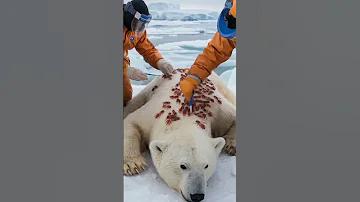 إنقاذ دب قطبي محاصر بالقشريات Snow Storm Rain Shortvideo Animals Relax حيوانات Wildlife 