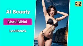 Gorgeous Girl In A Black Bikini | Ai Art Girl Lookbook Fashion Beauty Model | Girlfriend-69