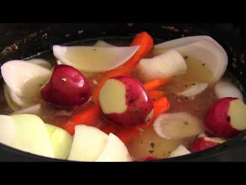 Gus cooks corned beef and cabbage