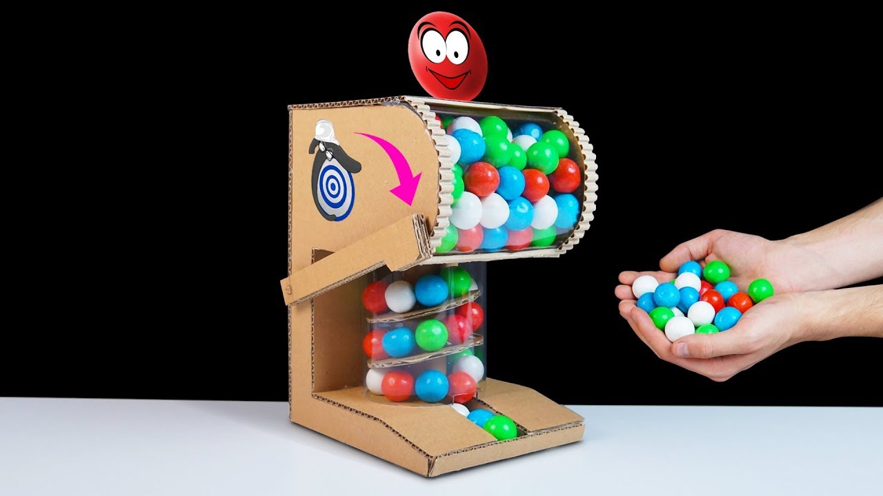 How to make Gumball Candy Dispenser Machine from Cardboard - YouTube