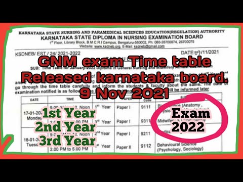 Gnm Exam time table released 2022 || 1st year || 2nd year || 3rd year  students exam